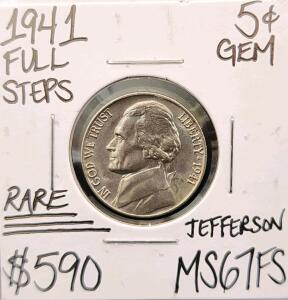 1941 MS67FS RARE Full Steps Gem Jefferson .05C