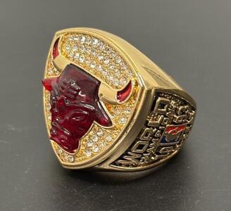 Chicago Bulls 1993 NBA World Champions Replica Ring, Michael Jordan #23, Gold Finish, Size Unk.