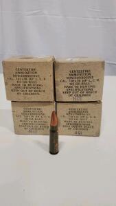 (4) 7.62x39mm Russian Centerfire Ammunition, 123gr HP, Non-Corrosive, Box of 20, Lot H01