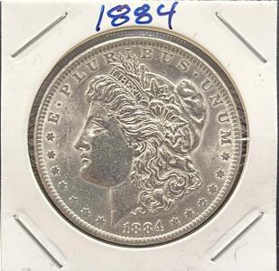 1884-O Morgan Silver Dollar, New Orleans Mint, 0.859 Troy oz, 90% Silver, in 2x2 Holder