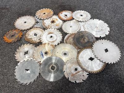 Industrial Circular Saw Blades Lot, 6-8" Diameter, Combination Teeth, Square Arbor, 15+ Blades