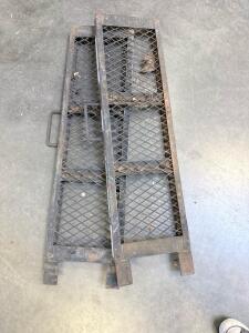 Steel Loading Ramps, Expanded Mesh, 5Ft x 14In, 750lb Capacity, Handles, Pair
