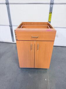 Base Kitchen Cabinet, 30"x24"x34.5", Laminate, 1 Drawer/2 Door, Light Cherry Finish, Metal Handles