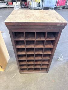 Freestanding 35-Bottle Wooden Wine Rack With Faux-Stone Top, Dark Brown Finish