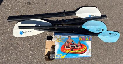 Harmony Sea Passage 2-Piece Kayak Paddles & Intex Explorer 200 Inflatable Boat, 2-Person, Set