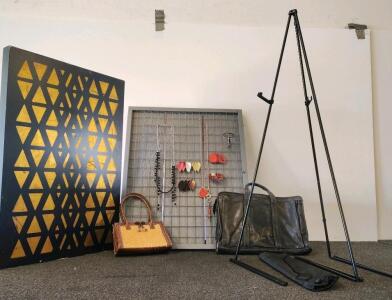 Liz Claiborne Handbag, Leather Briefcase, Easel, Wall Art, & Jewelry Mixed Lot