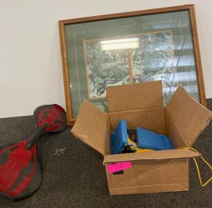 Box Lot - RCA Portable CD Player, Sony Sports Discman, Headphones, Cassette & VHS Tapes
