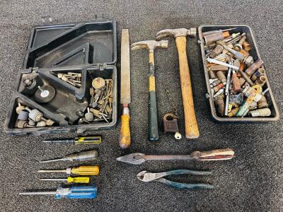 Mixed Vintage Hand Tools and Rotary Accessories &ndash; Screwdrivers, Hammers, Yale Padlock, 70+ Pieces