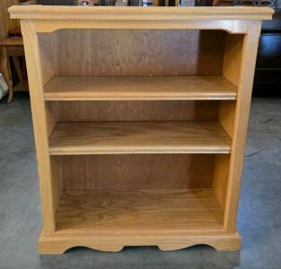 Light Oak 3-Shelf Bookshelf With Decorative Trim, 36" x 31" x 12"