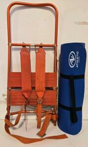 Vintage Orange Aluminum External Frame Backpack With Athletic Works Sleep Pad, 32"x15" Frame