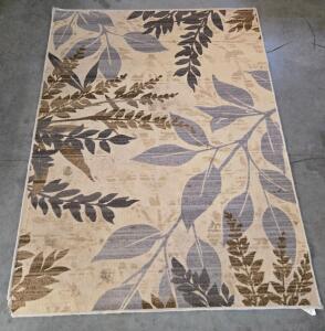 Mainstays Orianna 5' x 7' Area Rug, Leaf Pattern, 100% Nylon, Beige/Brown/Blue-Grey, High Traffic