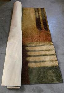 Modern Abstract Multicolor Rectangular Area Rug, Approx. 8' x 5', Fabric Backing
