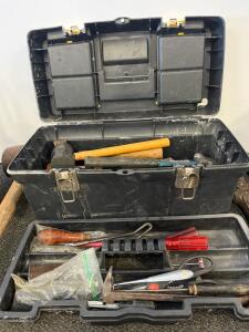 Vintage HK Porter Bolt Cutters, Metal Fuel Cans, Toolbox with Hand Tools, Sledgehammer