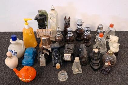 20+ Vintage Avon Collectible Figural Decanter Bottles &ndash; Chess, Cars, Animals, Clock, Tally-Ho