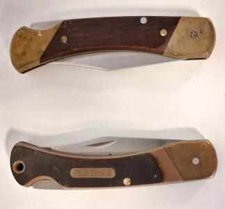 Schrade Old Timer Folding Lockback Knives, Clip Point & Gut Hook Blade, Brass Bolsters
