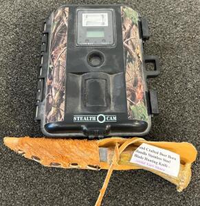 Stealth Cam STC-V650MTR 6MP Trail Camera & Handcrafted Deer Horn Hunting Knife w/ Sheath