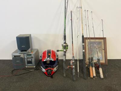 Lot of 7 Mixed Spinning Fishing Rods & Reels, Medium Power, 5'6"&ndash;7', Fiberglass/Cork Handles
