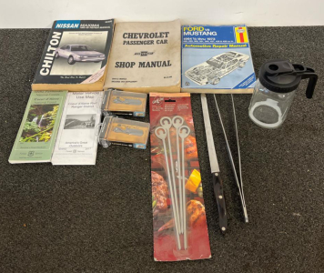 Classic Car Repair Manuals, True Utility Multi-Tools, BBQ Skewers, Outdoor Maps