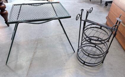 Outdoor Metal Mesh Side Table, Square, Approx. 17"x17", Dark Green/Black