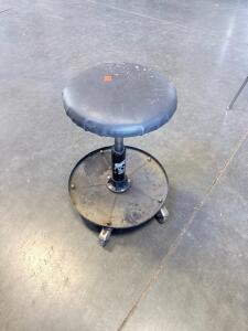 Rolling Mechanic's Stool, Adjustable Height, Black Vinyl Seat, 4 Casters, Tool Tray Base