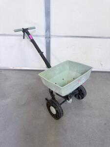Manual Walk-Behind Broadcast Spreader, 40 lb Hopper, 12" Wheels, Adjustable Rate, Plastic/Steel