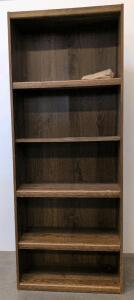 Tall 5-Shelf Bookcase, Dark Walnut Finish, 71"x30"x11.5", Adjustable Shelves, Shelf Pegs Included