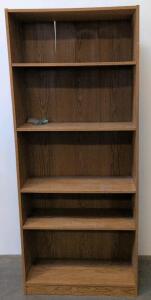 5-Shelf Medium Brown Woodgrain Bookcase, Engineered Wood, 72"x30"x12", Removable Shelves
