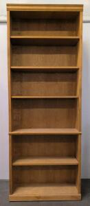 6-Shelf Wooden Bookcase With Decorative Crown Molding, 84" x 32" x 12"
