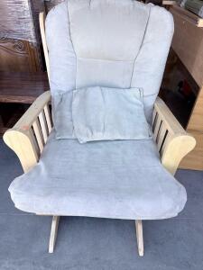 Glider Rocking Chair with Light Gray Cushions, Approx. 28" x 26" x 42", 250 lb Capacity