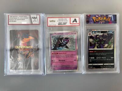 1996 Marvel Overpower Black Cat Any Power Promo, Obsidian Flames Munkidori Authenticated, Japanese Grimmsnarl