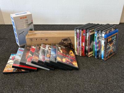 Lot of 21 DVD & Blu-ray Movies, Nilight 20" LED Bar Kit, WQW Lint Roller, New/Used Mixed