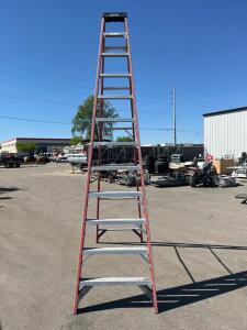 Werner 12 ft Fiberglass Step Ladder, 300 lb Capacity, Type IA, 9-Step, Tool Tray Top