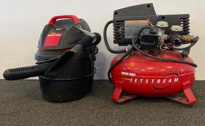 Porter-Cable Jetstream Pancake Air Compressor 6 Gal 150 PSI & Shop-Vac 5 Gal 2.5 HP Wet/Dry Vacuum