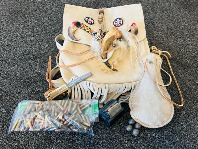 Heritage Shooting & Hunting Kit With Leather Possibles Bag, .22 LR Ammo, And Accessories