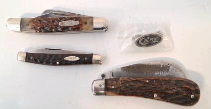 Case XX Folding Pocket Knives &ndash; Stockman, Trapper, Hawkbill, Jigged Bone Handles, USA, W/ Pin