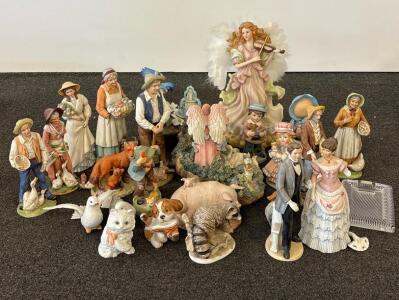 Vintage Porcelain Figurine Lot: Angels, Animals, Children, Rural Scenes, 20+ Hand-Painted Pieces