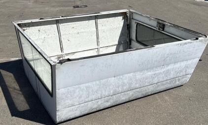 Aluminum Pickup Truck Camper Shell, White, Fits Full-Size Long Bed, Fixed Windows, Rear Brake Light