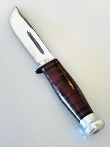 CASE Leather Hunter 381 Fixed-Blade Knife, 5" Tru-Sharp Steel Blade, Stacked Leather Handle