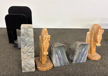 Assorted Stone And Metal Bookends &ndash; Various Styles And Conditions