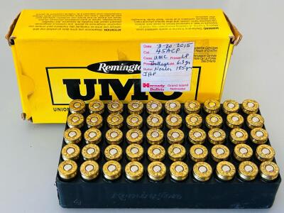 185Gr Nosler JHP .45 ACP Reloads, Remington UMC Brass, Bullseye Powder, 50 Rounds, LP Primers