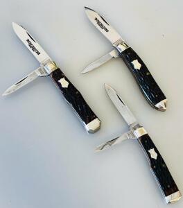 Winchester USA Folding Pocket Knives 2921 1987, 2851 1989, 2857 Jigged Bone Handle 2-Blade
