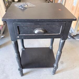 Black Nightstand With Drawer And Shelf, 19.75" x 13.75" x 23.5"