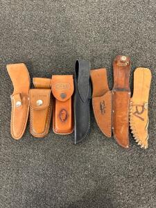 7 Leather Knife Sheaths - Western, Schrade, Case XX, Fixed & Folding Models, USA Made