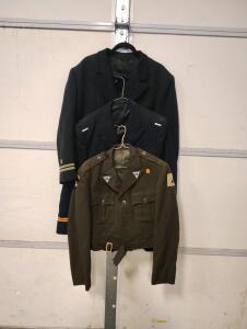 WWII US Navy Medical Officer, Army Service & 101st Airborne Ike Jackets W/ Patches & Insignia