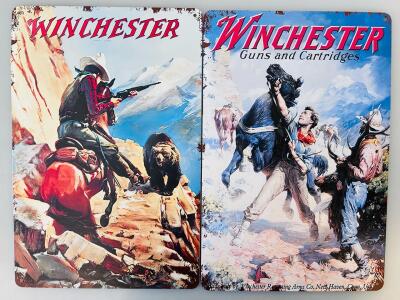 Winchester Vintage-Style Metal Advertising Sign, 12x8 Inches, Multicolor, Pre-Drilled Holes