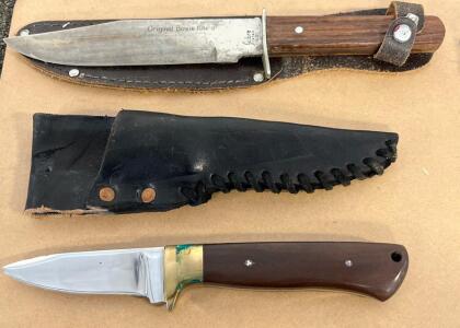 Joker Original Bowie Knife 13" Spain & 9" Hunting Knife, Wood Handles, Leather Sheaths