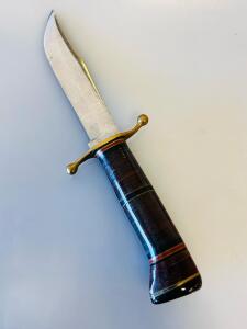 Western Boulder Colo Fixed-Blade Hunting Knife, 8" Carbon Steel Blade, Stacked Leather Handle