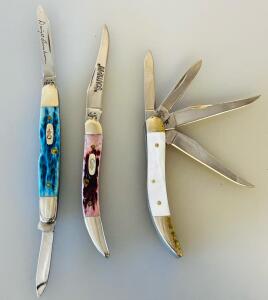 Case XX Stockman & Trapper Pocket Knives Set, "Southpaw", Eisenhower, 840096 SS, USA