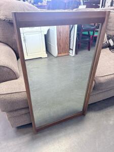 Rectangular Wall Mirror, Wood Frame, Modern Brown Finish, Approx. 40"x22"