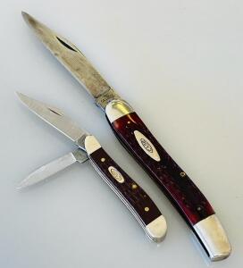 Case XX Trapper & Peanut Pocket Knives, Jigged Bone Handles, Stainless Blades, USA, 2-Blade